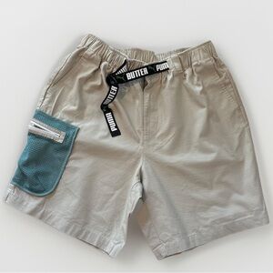 Puma Buttergoods Ripstop Beige Cargo Shorts w Teal Mesh Pocket Men’s Sz M